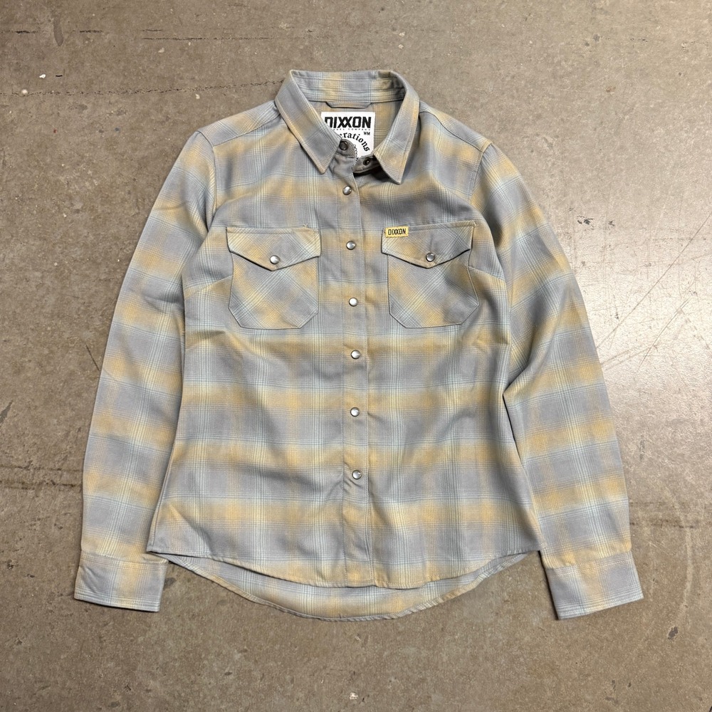 Dixxon‎ Flannel Company Generations Grey Tan Plaid Snap Button Shirt WM Small